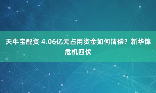 天牛宝配资 4.06亿元占用资金如何清偿？新华锦危机四伏