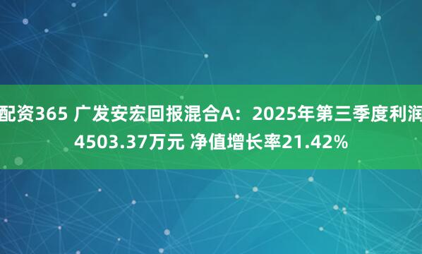 配资365 广发安宏回报混合A：2025年第三季度利润4503.37万元 净值增长率21.42%